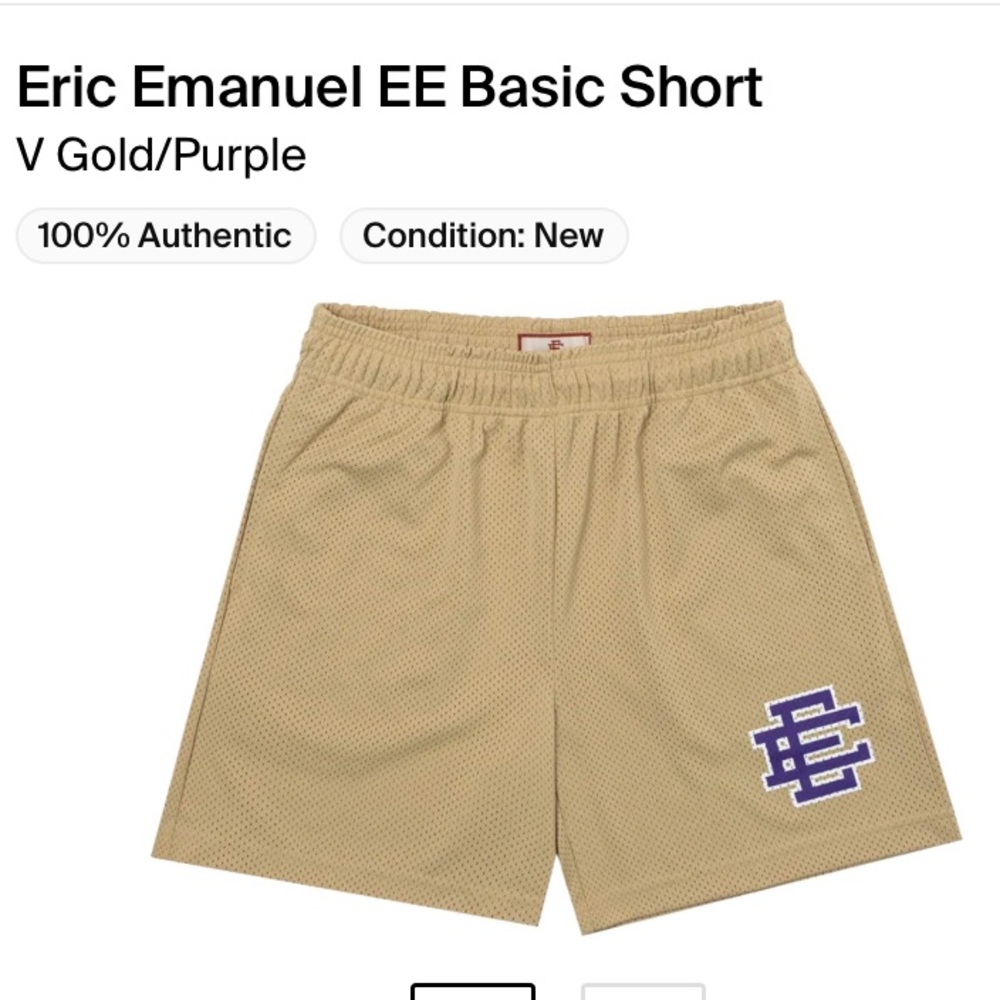 Gold and purple Eric Emanuel Shorts XL